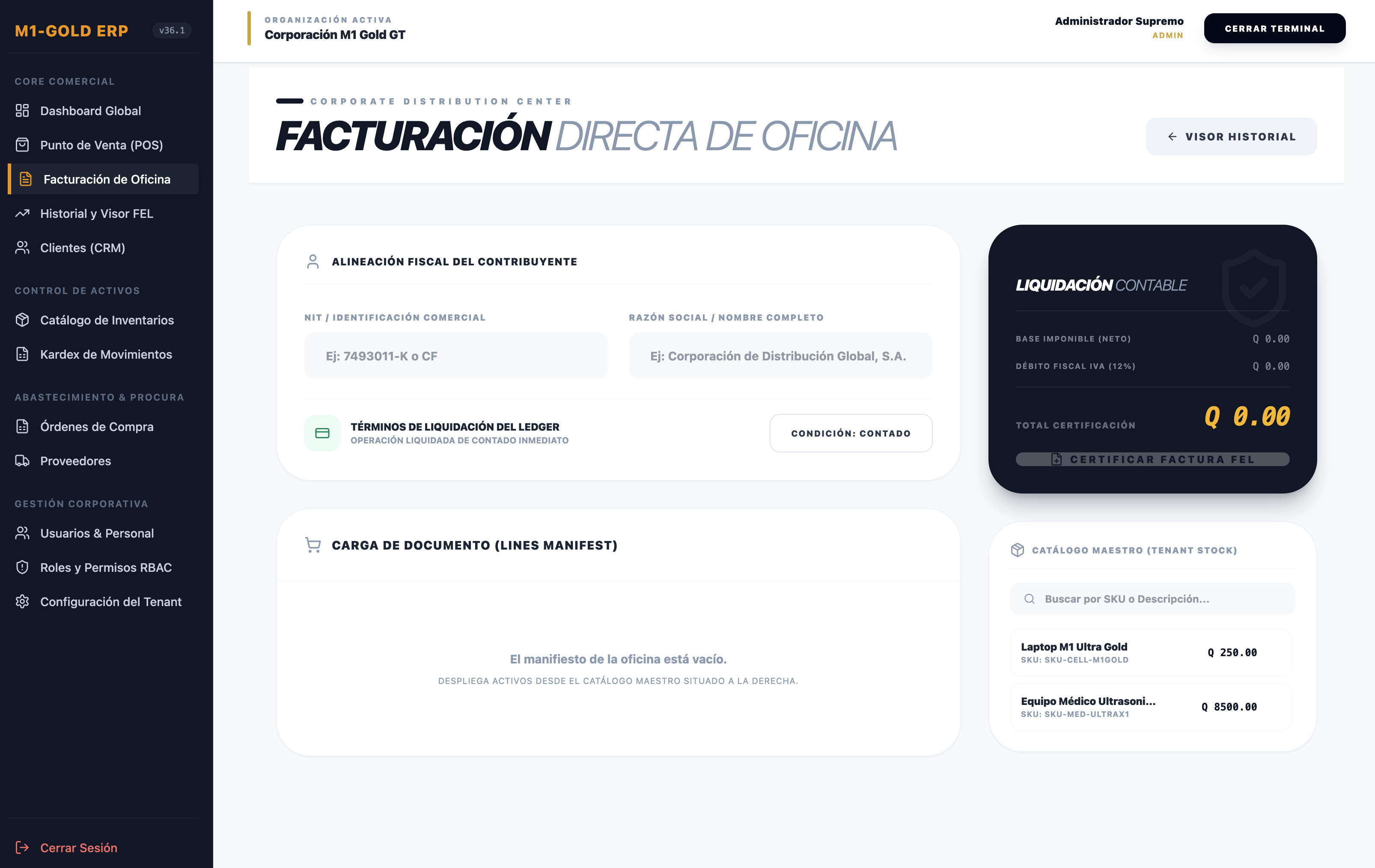 M1-GOLD Módulo de Facturación